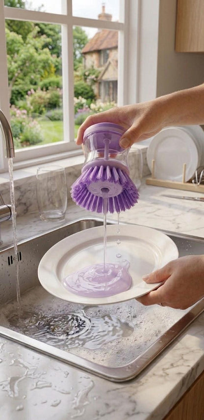 Cepillo lava platos dispensador de jabón